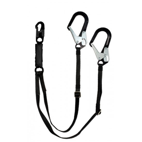 Yates Dual Leg Adjustable Fall Arrest Lanyard - Aluminum Scaffold Hooks - 6-12 ft. Free Fall Lanyard - 876-12B
