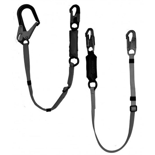 Yates Single Leg Adjustable Fall Arrest Lanyard - Steel Scaffold Hook w/6-12 ft. Fall - 827-12B