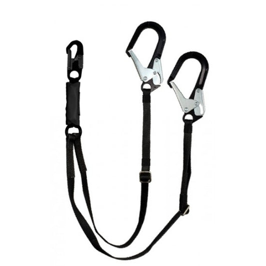 Yates Dual Leg Adjustable Fall Arrest Lanyard - Steel Scaffold Hooks - 6-12 ft. Free Fall - 875-12B