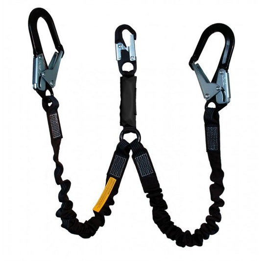 Yates Dual Leg 6' Bungy Fall Arrest Lanyard - Aluminum Scaffold Hooks - 6-12' Free Fal - 881-12